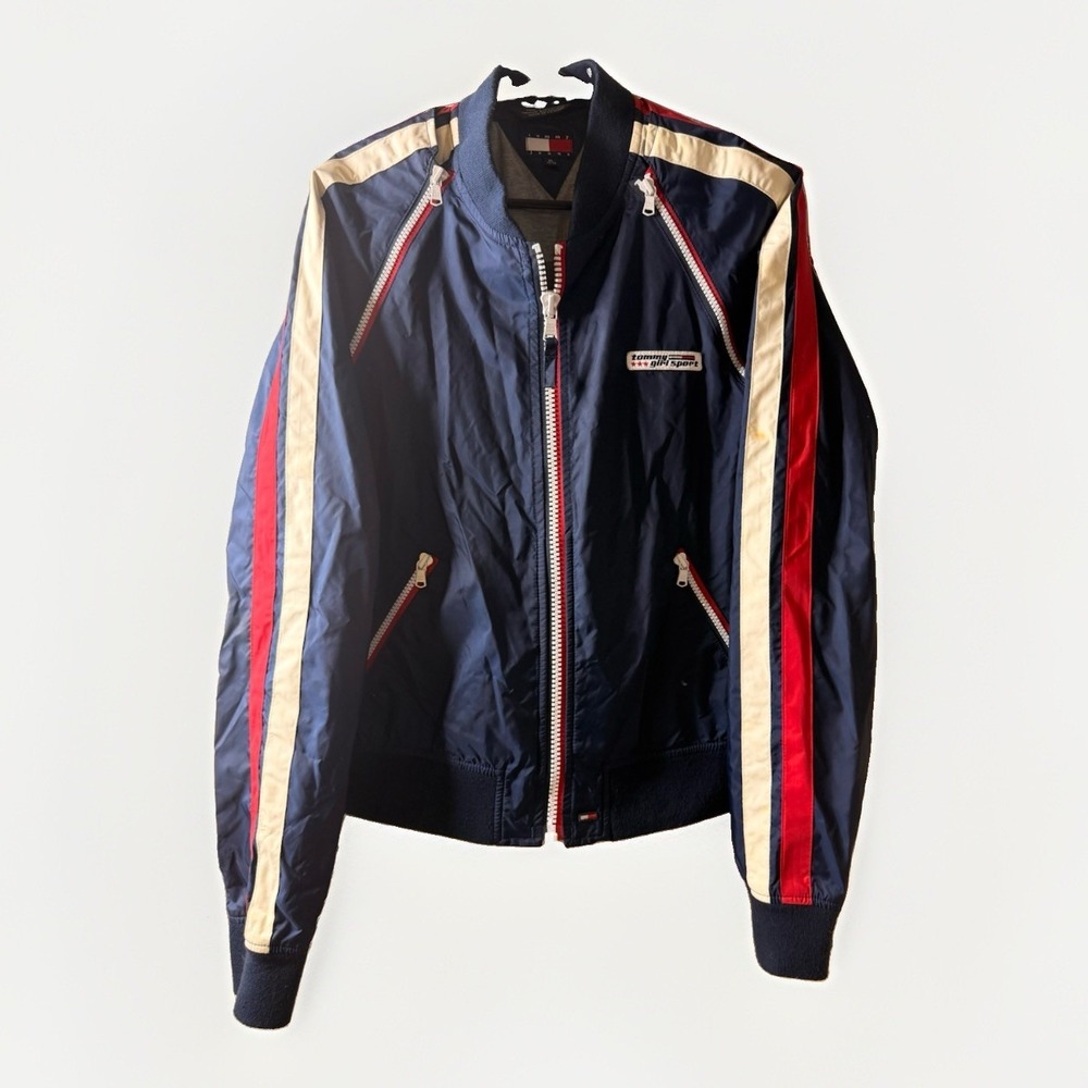 Vintage Y2K Tommy Jeans Convertible Jacket Vest Navy Red White XL 2002 2in1